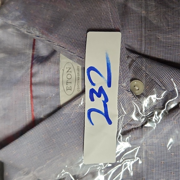Eton Shirt Mens M 39 15.3/4 Blue Button Up Harrogate Contemporary Long Sleeve - Picture 12 of 12